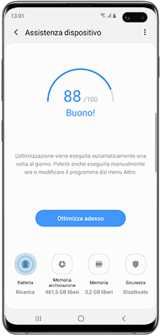Schermata Assistenza dispositivo Android 9.0