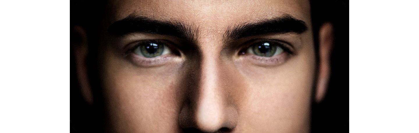 Circles around eyes of a person showing iris scanning