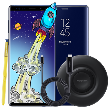 Note9 + Start Kit: Wireless Charger + Dex Conector + Clear View Standing Cover