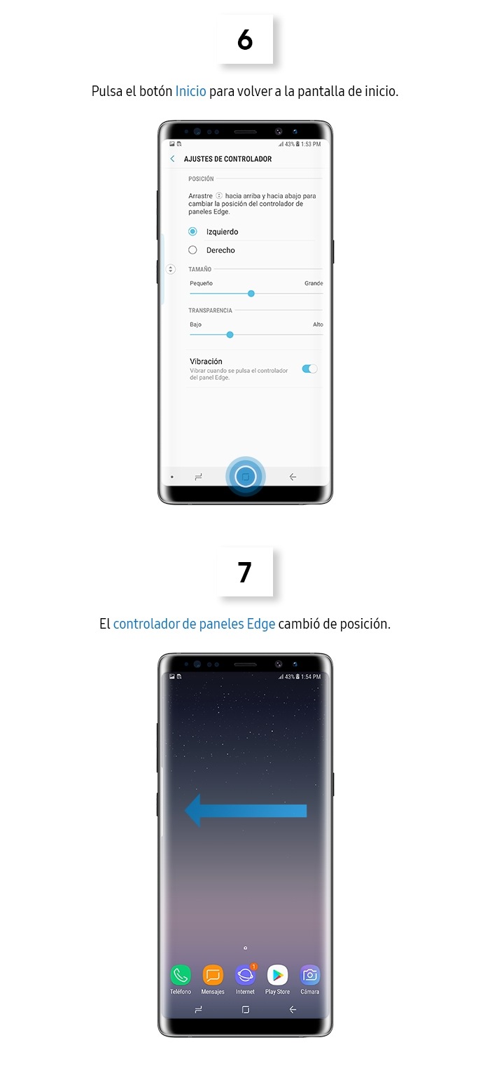 ¿Cómo cambiar la posición del panel edge?