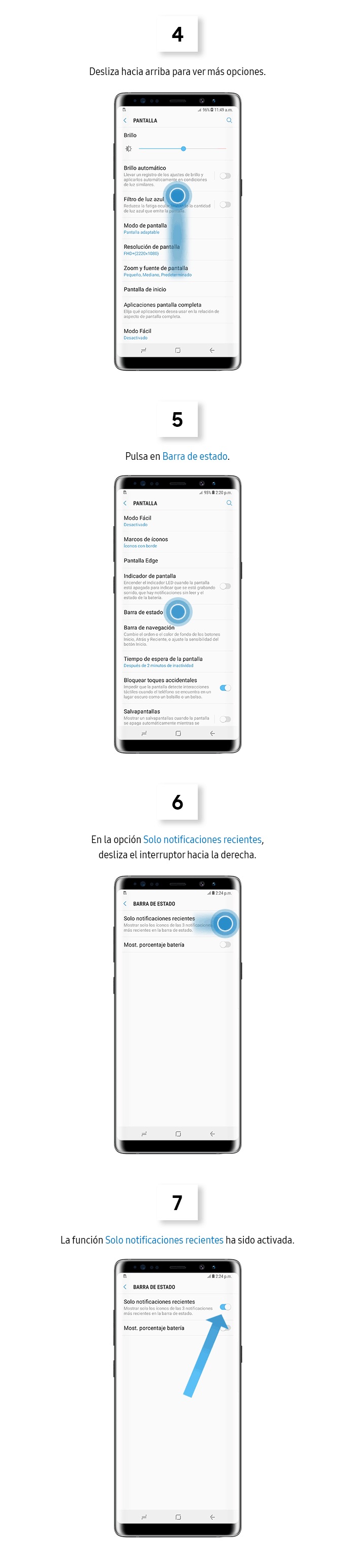 ¿Cómo activar la función solo notificaciones recientes?