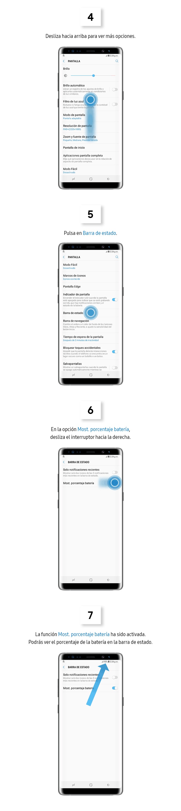 ¿Cómo activar la función mostrar porcentaje de bateria?