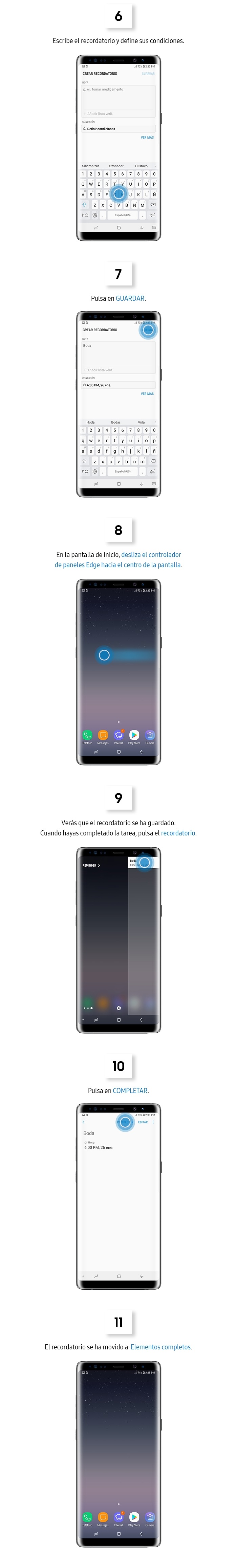 ¿Cómo usar reminder en el panel edge?