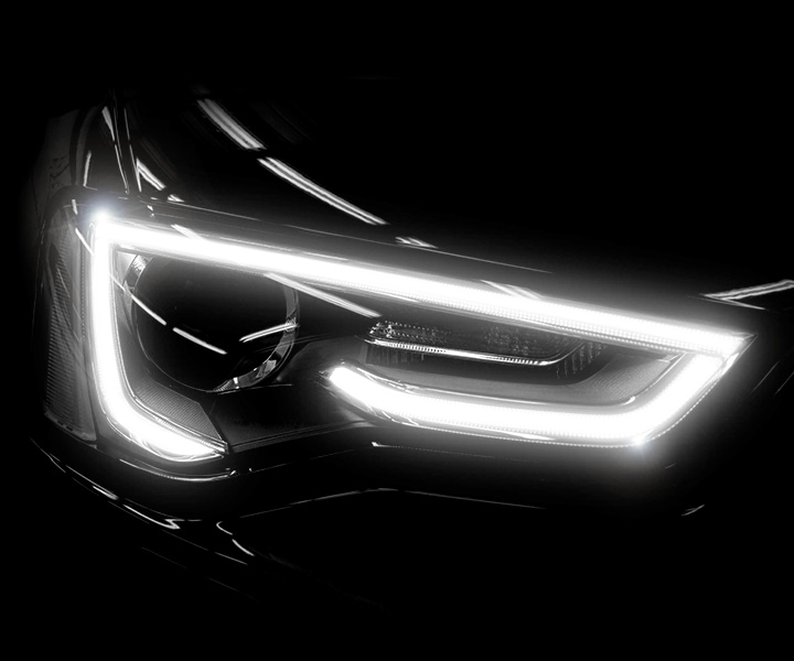 Samsung LEDs an enlarged image of trapezoid line shaped powerful white headlamp
