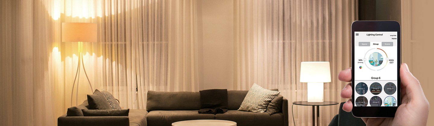 Samsung LEDs a smart device controlling home lighting (key visual)