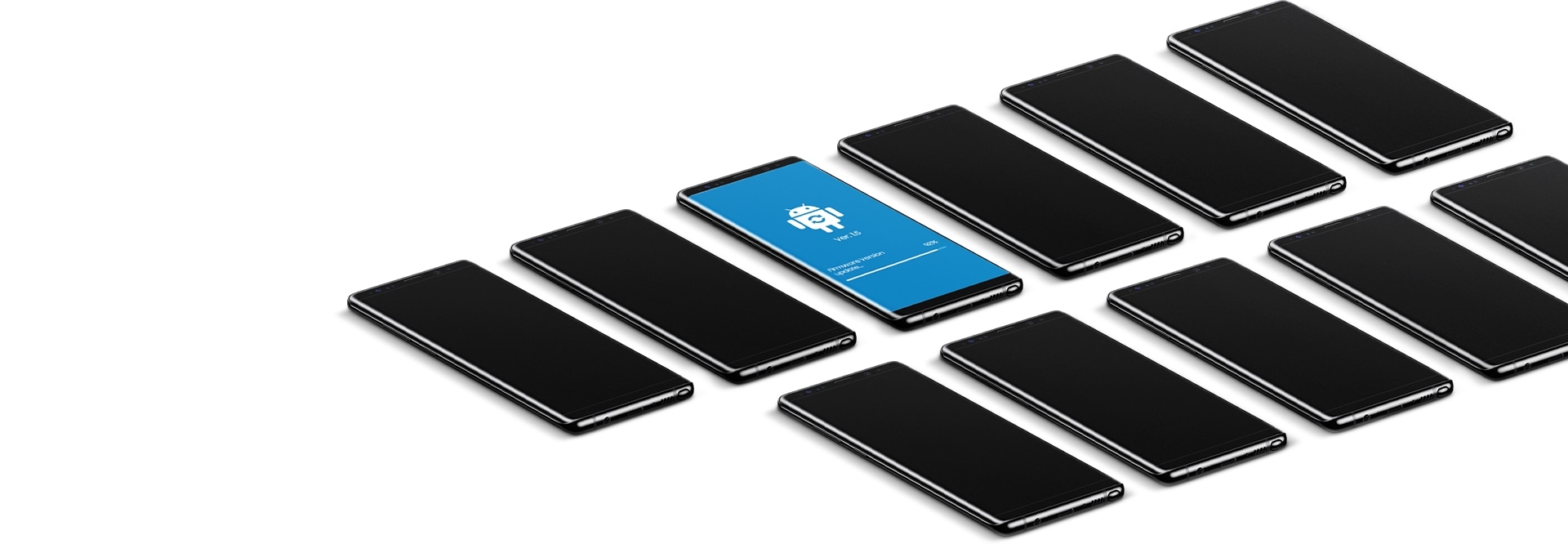 Transition to all phone screens displaying the Android update screen