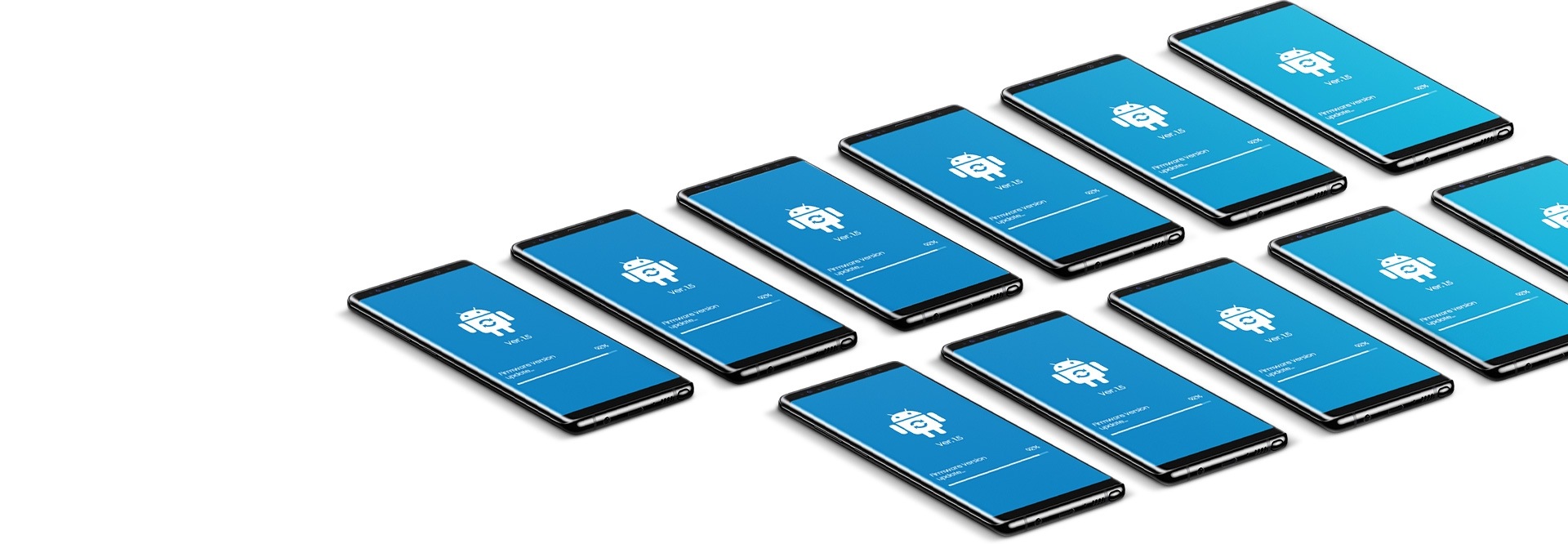 Transition to all phone screens displaying the Android update screen