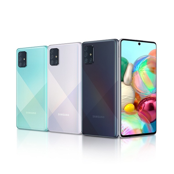 A hand holding Galaxy A device