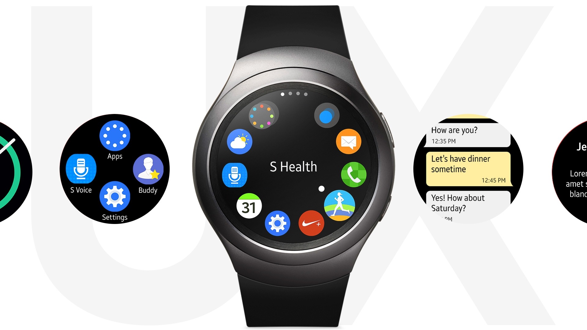 Animation of navigating Gear S2 by rotating the Bezel