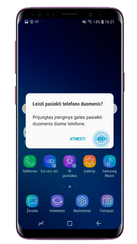 Prieigos prie telefono duomenų pranešimas