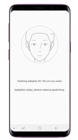 Veido Atpažinimo nustatymų ekranas