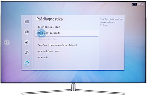 Atlasiet opciju Sākt Skaņas testu