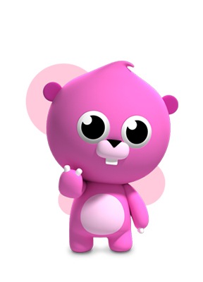 Imagen simulada de Bobby el castor del pueblo de Samsung Kids con el icono para la aplicación Lienzo de Bobby.