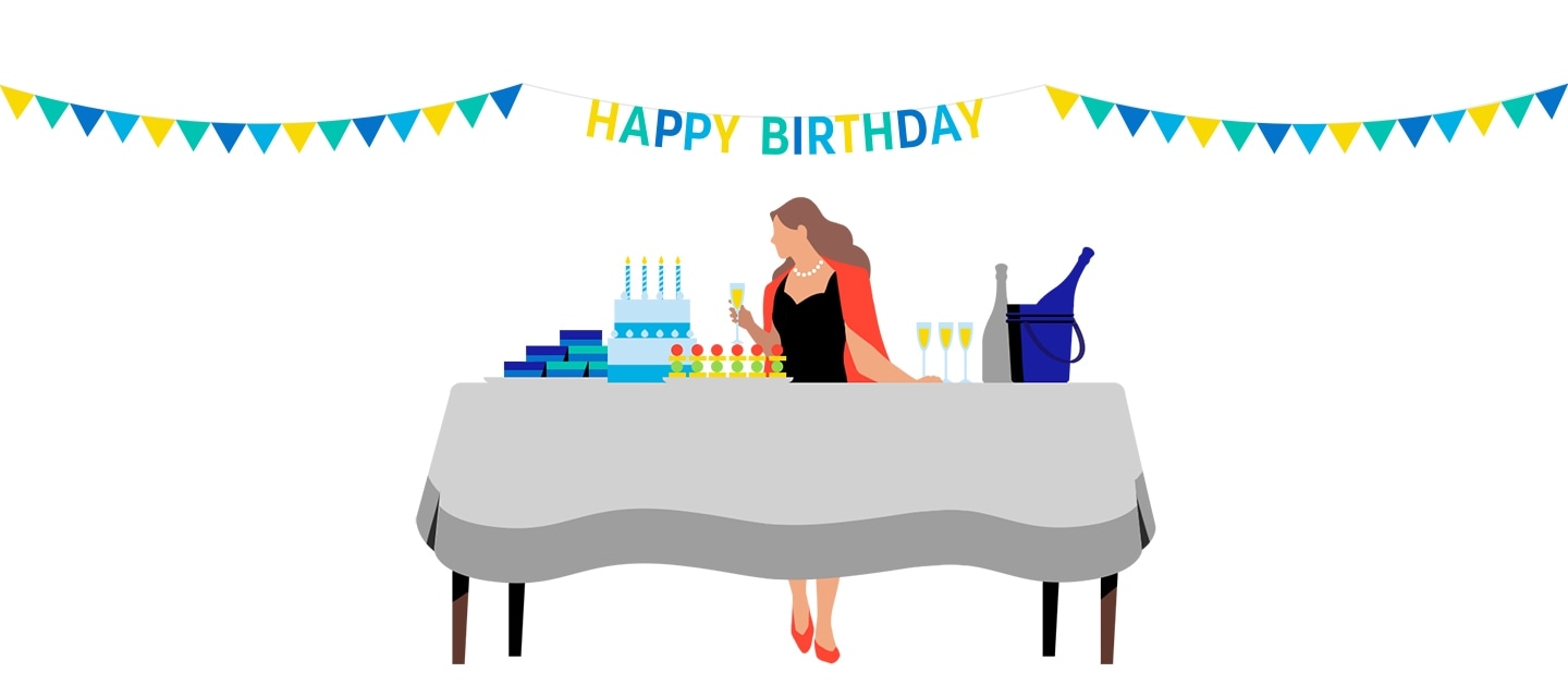 The birthday party is all set after finishing her laundry on time due to smart control's help.