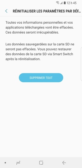 Galaxy S9 / S9 + | Comment effacer mes données et réinitialiser les paramètres par défaut?