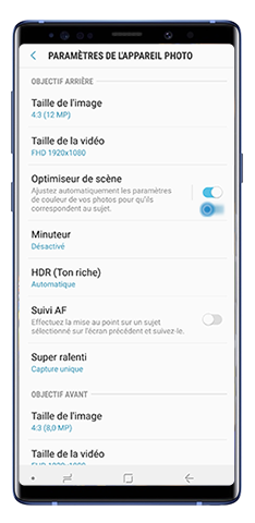 Désactiver Optimiseur de scène
