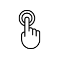 finger pushing a round button icon