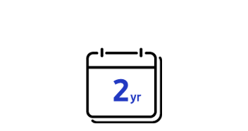 Een pictogram voor “2 claims binnen 2 jaar”: een kalender met twee pagina’s met de tekst “2 jaar” erop.