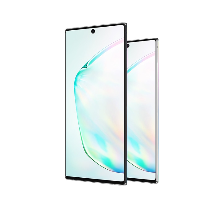 galaxy note10 and note10+ on a white background