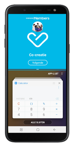 Selecteer de app die u in het onderste venster wilt starten