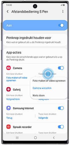 Dubbel drukken om de app te kiezen