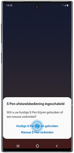 Bevestig de optie S Pen in het pop-upbericht