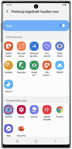 Selecteer een app voor de S Pen afstandsbediening