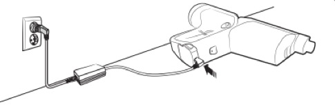 Je kunt de POWERstick ook zonder wandbeugel laden door de batterijlader uit de behuizing te verwijderen en hem in een stopcontact te steken