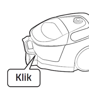 Plaats de stofbak opnieuw in de behuizing en zorg dat deze vastklikt