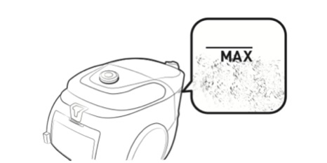 Az ábra megmutatja a VC07M31C0HG Canister porszívó MAX (maximum) vonalát