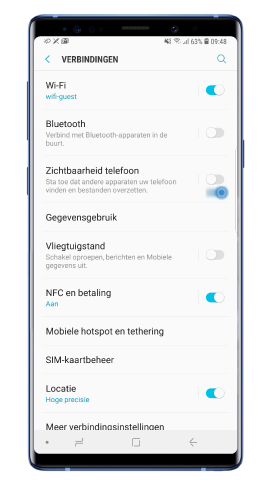 Controleer of je de zichtbaarheid van de telefoon is geactiveerd