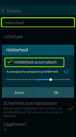 Hoe pas ik de helderheid aan op mijn Android toestel?
