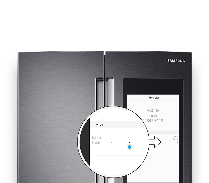 Refrigerator Font Size displays from Extra huge to Extra small