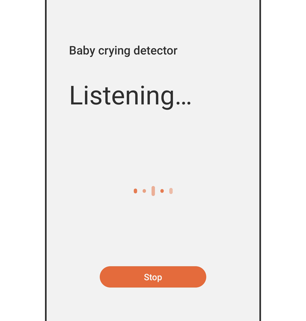 An image of a mobile phone with Sound Detectors being used to notify the user that the baby is crying.