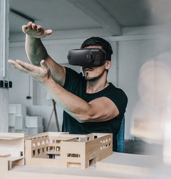 A man wearing a VR headset