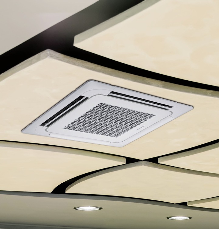 Diseño elegante, compresor inversor inteligente e innovadoras, hacen del Casete de 4 vías el complemento perfecto para residencias y comercios.