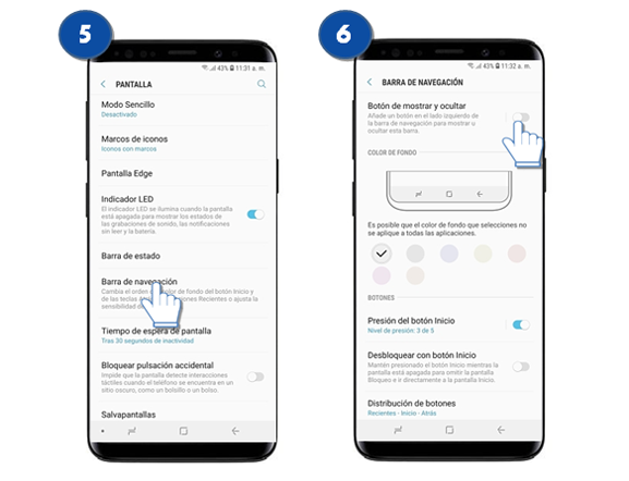 Galaxy S9 | S9 Plus - ¿Como ocultar la barra de navegación?