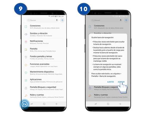 Galaxy S9 | S9 Plus - ¿Como ocultar la barra de navegación?