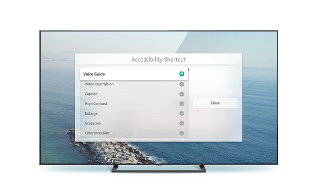 QLED TV front view to apply accessibility shortcut