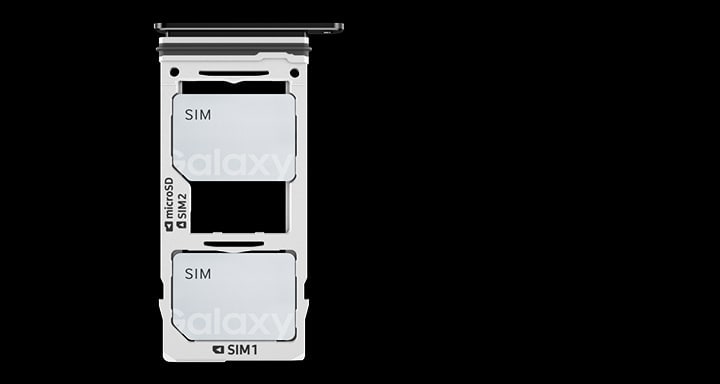Ejected SIM card tray with two SIM cards in place