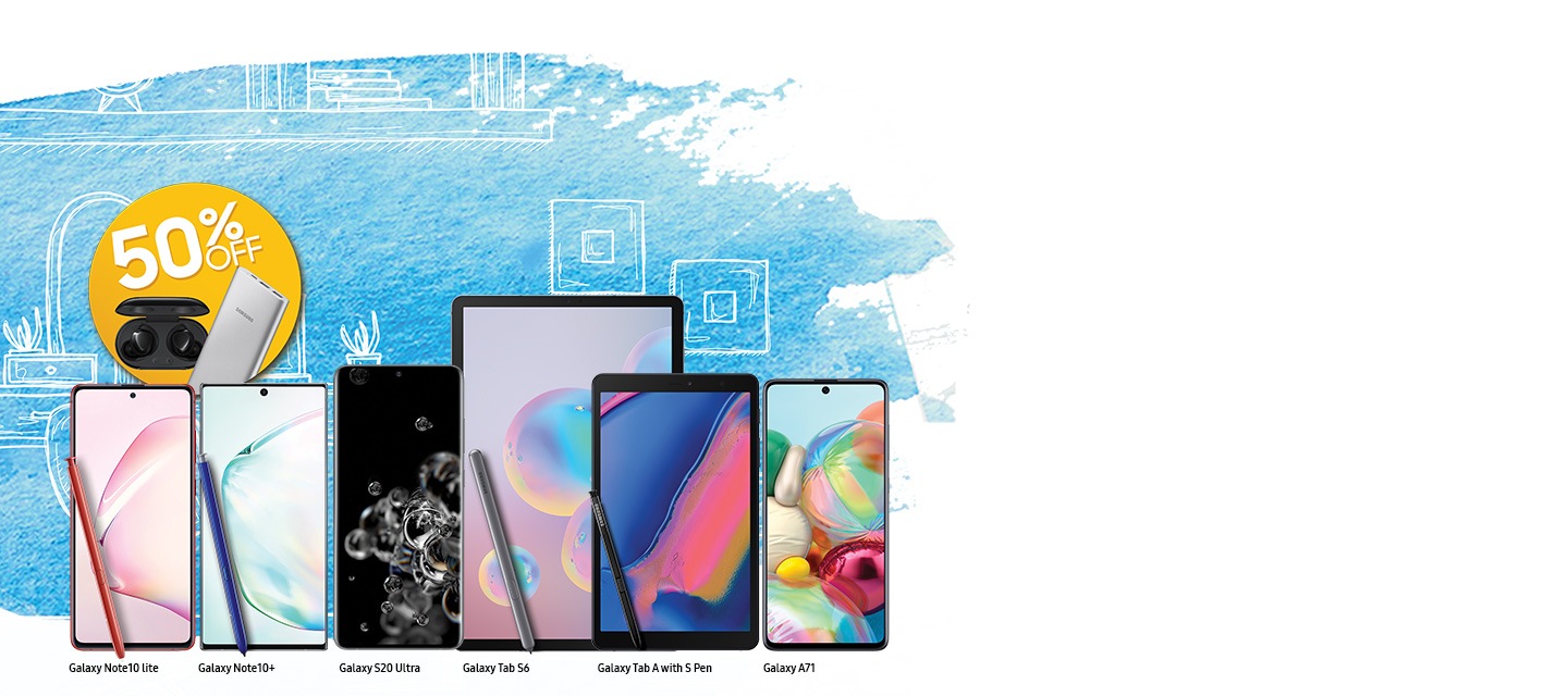 Get 50% on Galaxy Buds+ or participating battery pack
