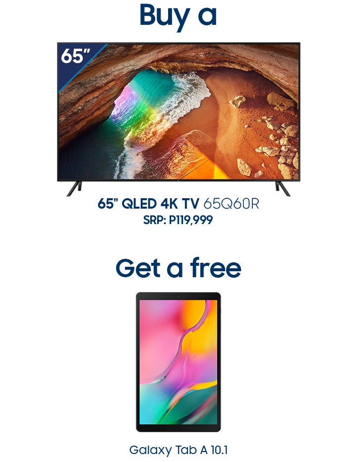Buy a 65 inch QLED 4K TV and Get a free Galaxy Tab A 10.1