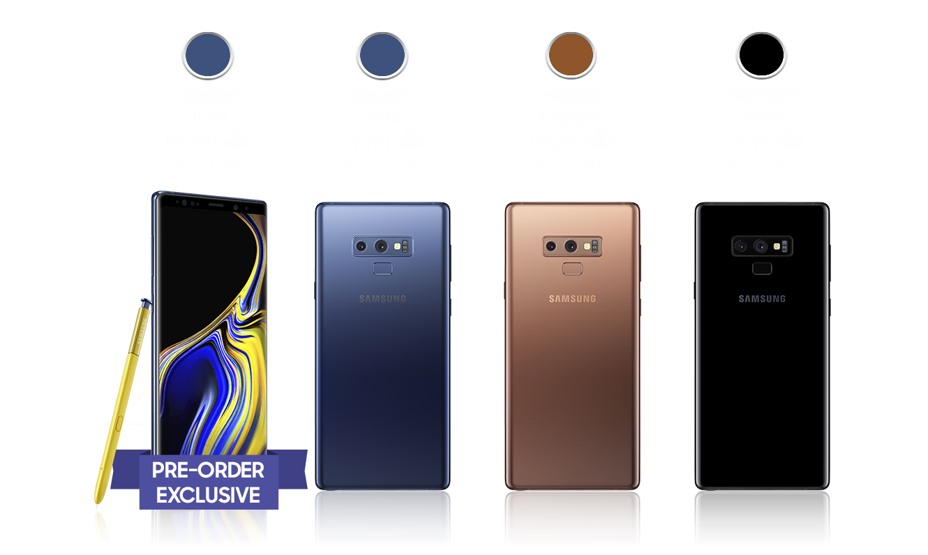 Galaxy Note9 Available Colors and Memory