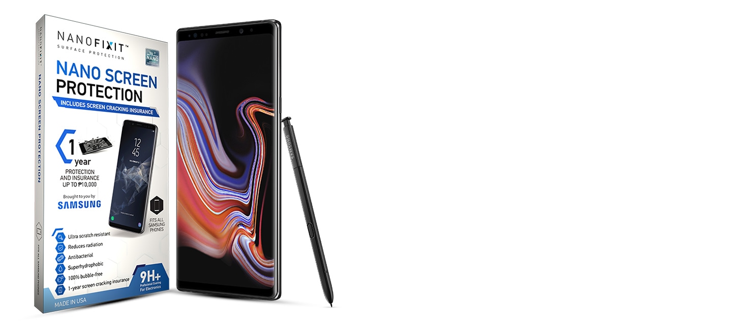Image of Galaxy Note9 and Nanofixit Screen Protection
