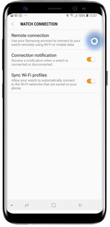 Tap Settings > Watch connection