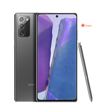 Front and back views of the Galaxy Note20 Mystic Gray