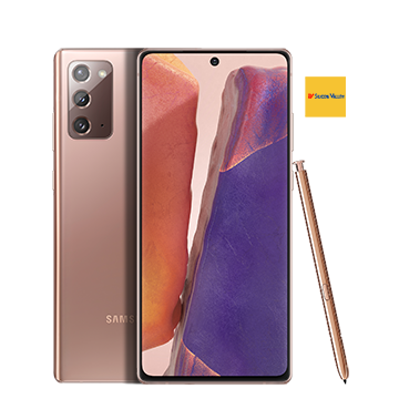 Front and back views of the Galaxy Note20 Mystic Bronze