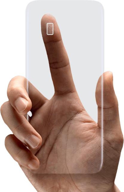 Finger on transparent Galaxy S8 fingerprint sensor