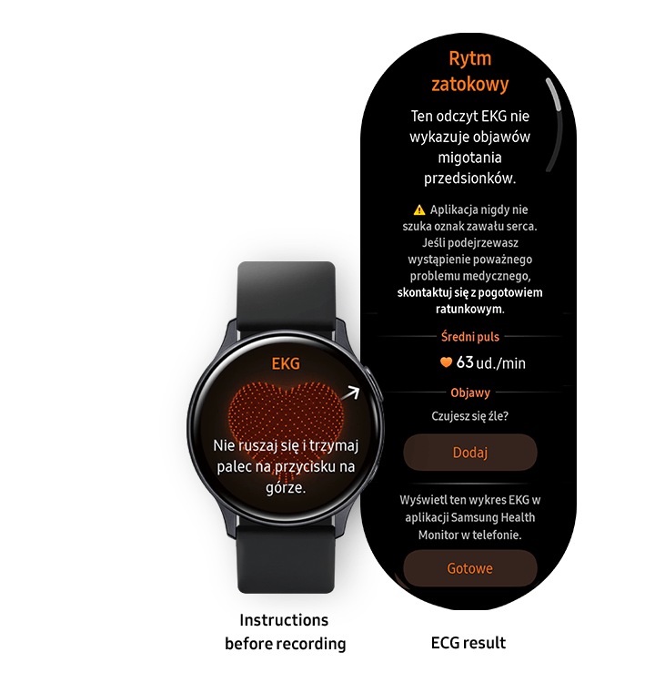 Monitorowanie stanu zdrowia - zrób pomiar EKG swoim Galaxy Watch i monitoruj wyniki w aplikacji Samsung Health Monitor.