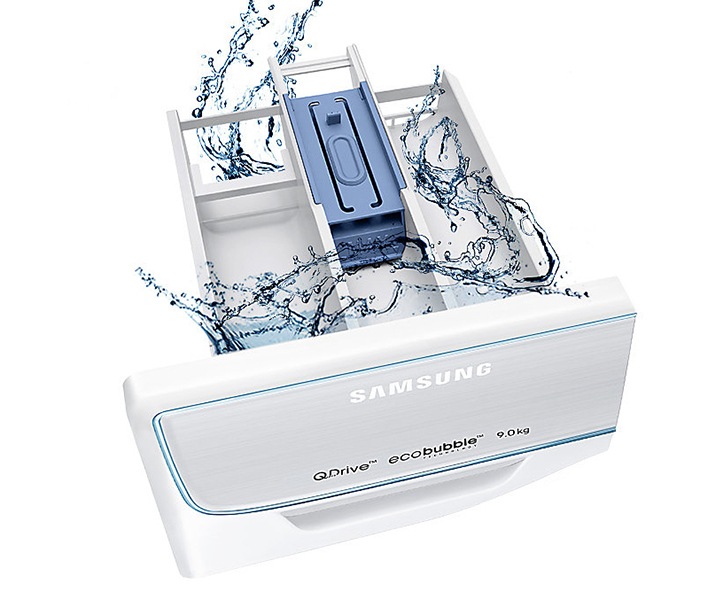 Sprawdź, które pralki Samsung posiadają dedykowaną szufladę na detergenty StayClean ™, pozwalającą zachować czystość, dzięki wymywaniu większej ilości użytego płynu